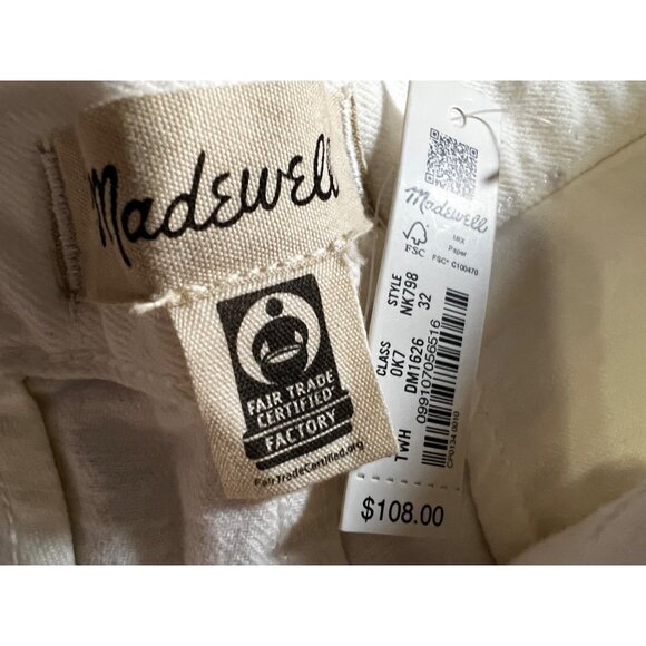 Madewell Baggy Straight Jeans NWT Sz 32 White Pleated Front High Waisted - Picture 5 of 8